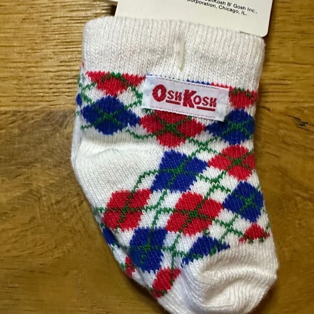 OshKosh B’Gosh Baby Booties Socks | Size 6–12 Months | Vintage Plaid | NWT